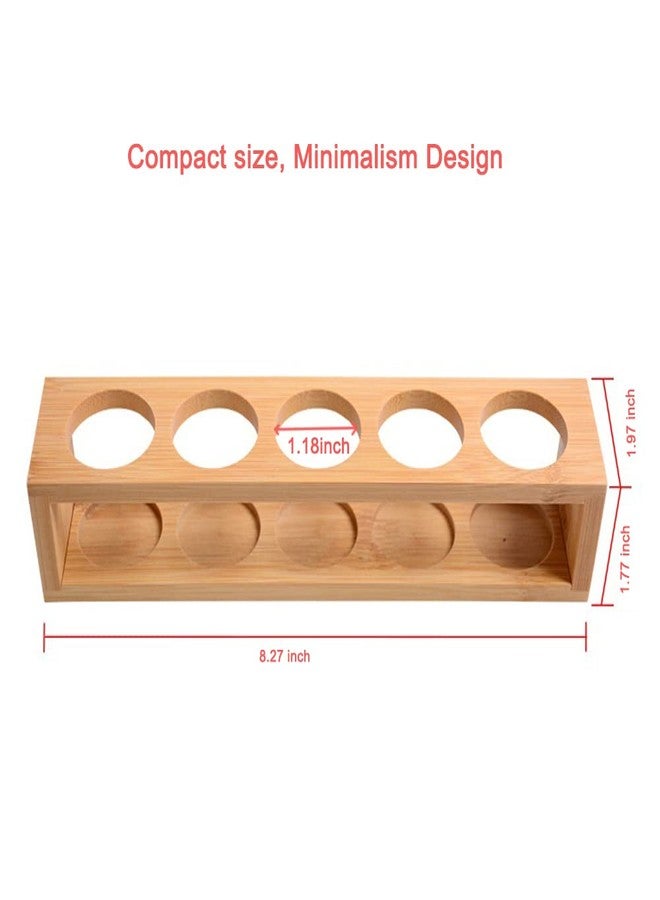 Sohynca Natural Bamboo Essential Oils Storage Rack fits 15ml bottles 1 Tier Tabletop Display Stand for Aromatherapy Bottles Storage Shelf fits 15ml 10ml 5ml bottles (5 Slots * 2pcs) - Image 3