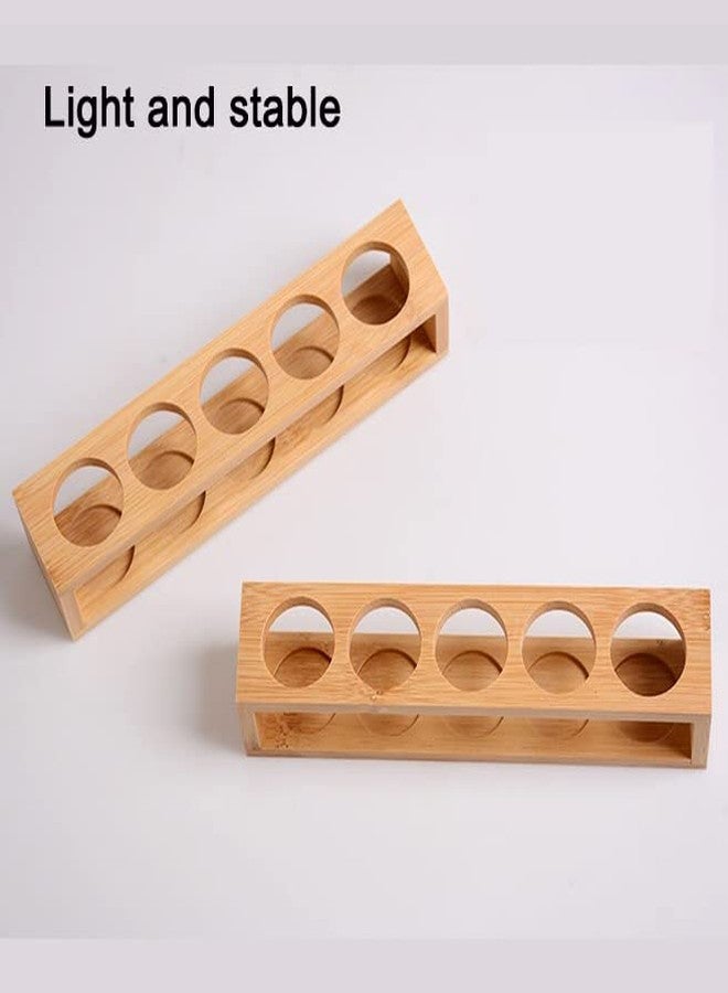 Sohynca Natural Bamboo Essential Oils Storage Rack fits 15ml bottles 1 Tier Tabletop Display Stand for Aromatherapy Bottles Storage Shelf fits 15ml 10ml 5ml bottles (5 Slots * 2pcs) - Image 5