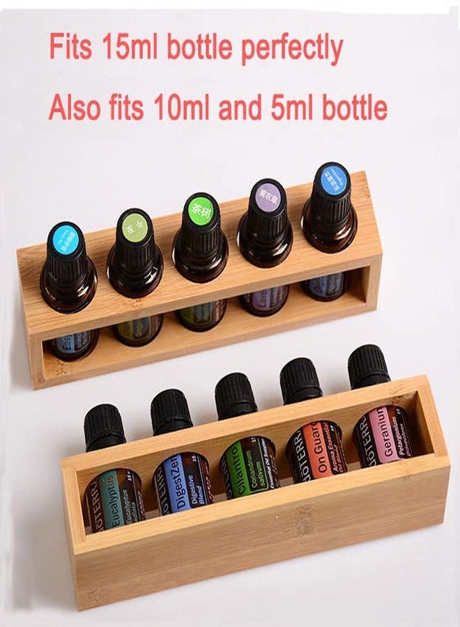 Sohynca Natural Bamboo Essential Oils Storage Rack fits 15ml bottles 1 Tier Tabletop Display Stand for Aromatherapy Bottles Storage Shelf fits 15ml 10ml 5ml bottles (5 Slots * 2pcs) - Image 2
