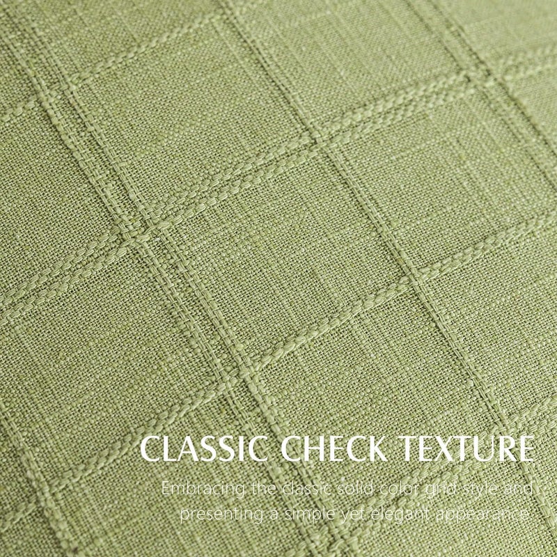 Foindtower Set of 1 Decorative Linen Check Throw Pillow Cover Neutral Farmhouse Lumbar Cushion Cover Modern Boho Accent Home Decor for Sofa Chair Couch Bedroom Living Room,12×20 Inch,Light Green - Image 2