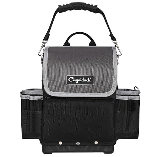Chyaidach Electrician Tool Bag, 30-Pockets Heavy Duty Tool Pouch with Hard Bottom & Shoulder Strap, Utility Toolbox Storage Organizer for Service Tech HVAC Electrical Plumber - Image 1