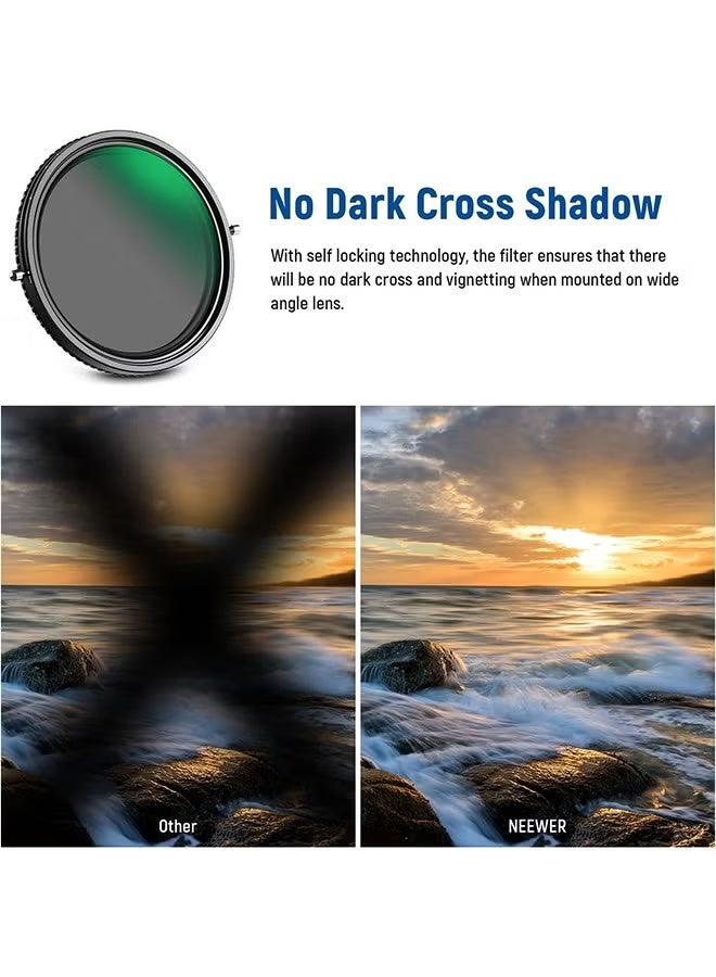 NEEWER 2 in 1 67mm Variable ND Filter ND2–ND32&CPL Filter(Circular Polarizer Filter) No X Cross/30 Layer Nano Coated/HD Optical Glass/Ultra Slim Aluminum Alloy Frame/Water Repellent/Scratch Resistant - Image 4