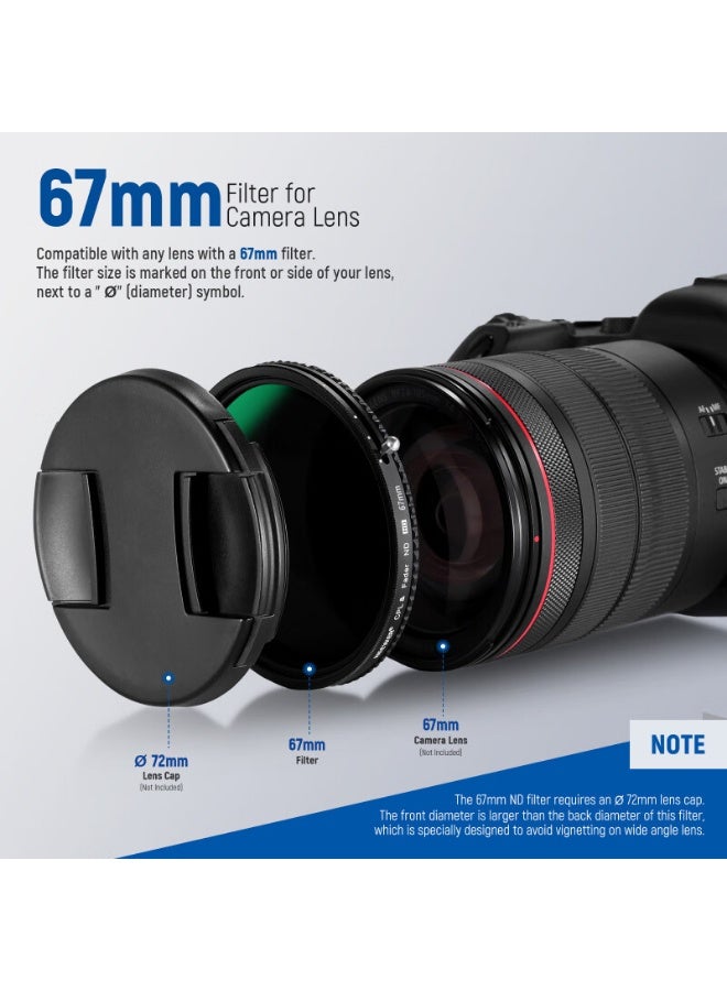 NEEWER 2 in 1 67mm Variable ND Filter ND2–ND32&CPL Filter(Circular Polarizer Filter) No X Cross/30 Layer Nano Coated/HD Optical Glass/Ultra Slim Aluminum Alloy Frame/Water Repellent/Scratch Resistant - Image 5