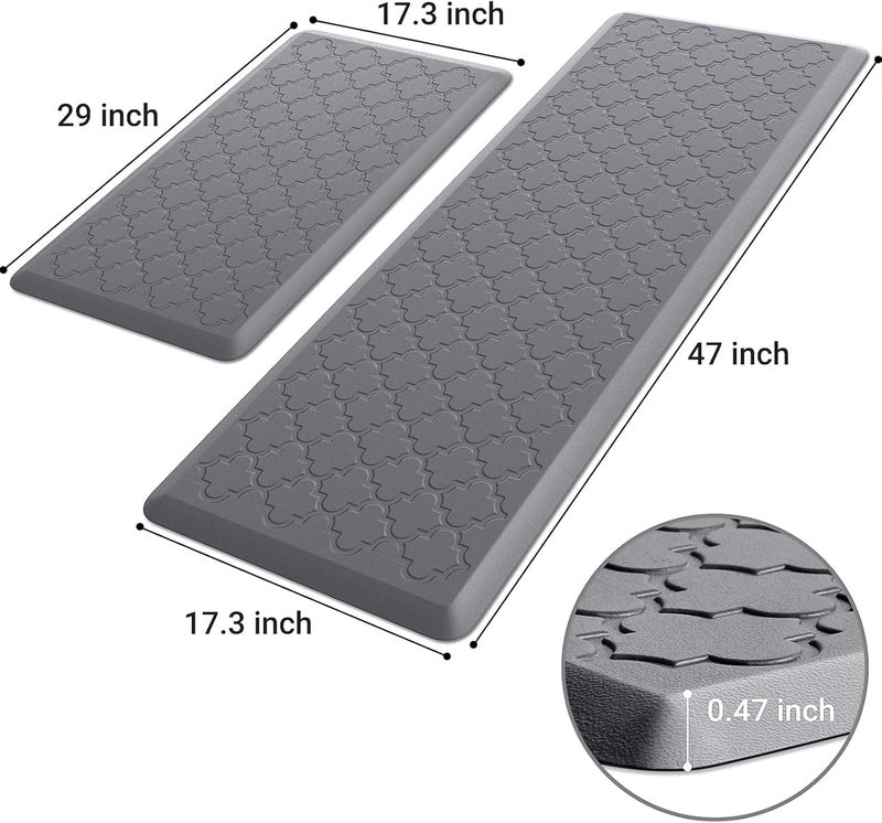 Ofrdncy Kitchen Mat [2 PCS] Extra thick 12mm Cushioned Anti-Fatigue Floor Mat, Waterproof Non-Skid, Ergonomic Comfort Foam Kitchen Rugs, Standing Mat for Kitchen, Floor,Office, Sink(Grey) - Image 2