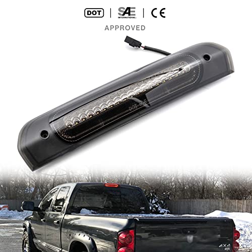 NSLUMO Led Third Brake Light Replacement for 2002-2009 Dodge RAM 1500 2500 3500 Red LED Strobe 3rd Brake Light White Reverse Cargo Light Kit Smoked Lens - Image 2