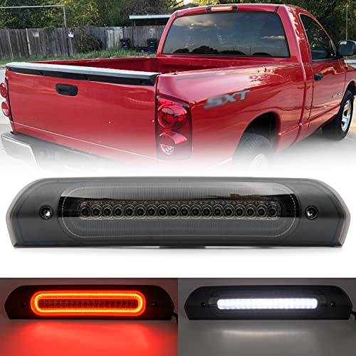 NSLUMO Led Third Brake Light Replacement for 2002-2009 Dodge RAM 1500 2500 3500 Red LED Strobe 3rd Brake Light White Reverse Cargo Light Kit Smoked Lens - Image 1