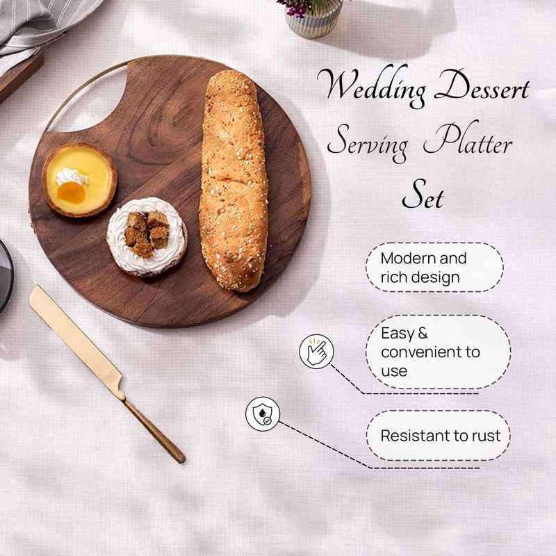 nestroots صينية تقديم خشبية من ناستروت مع مقبض ذهبي | 15x12 بوصة من خشب الساج لتقديم الشاي والوجبات الخفيفة وزينة المطبخ - Image 4