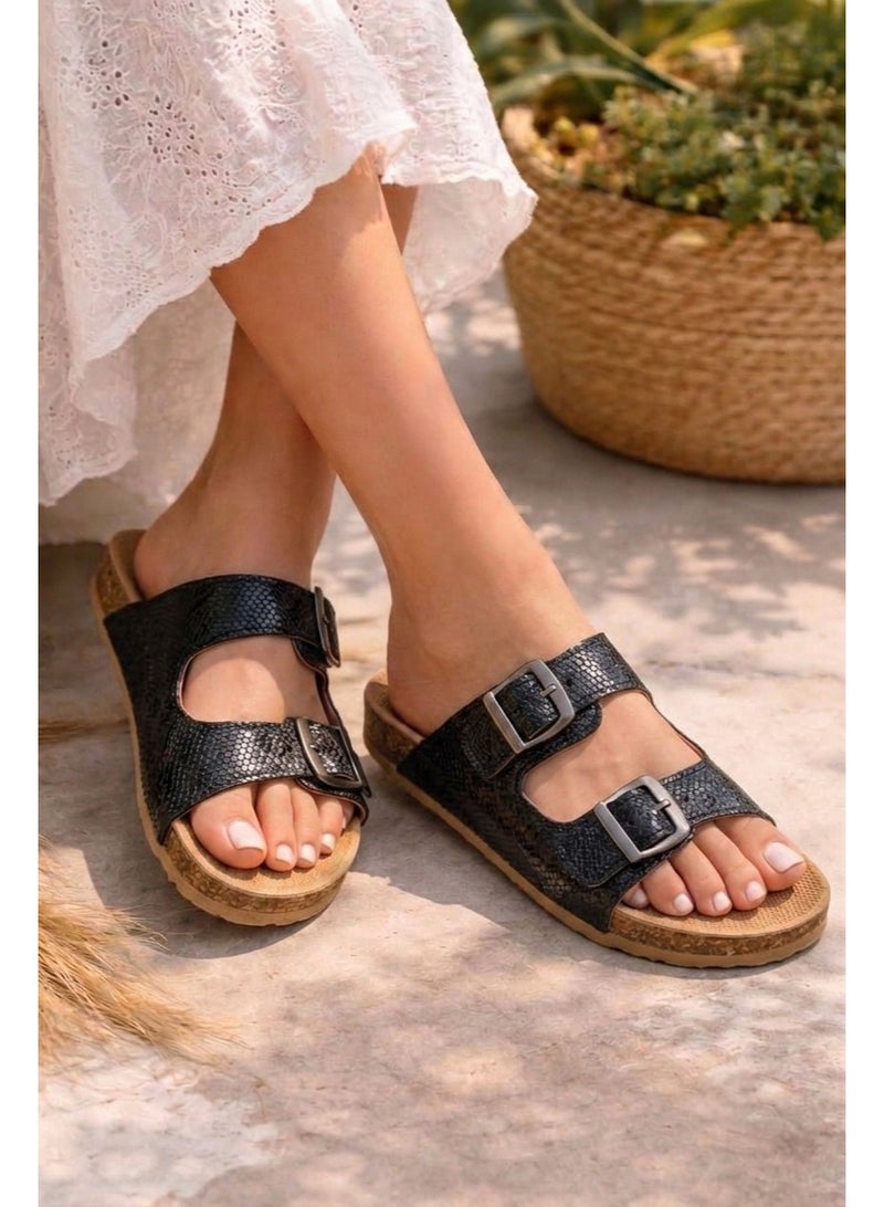 Vbranda Slippers with a unique design and snake skin pattern with stylish buckles SF-80 - Image 1