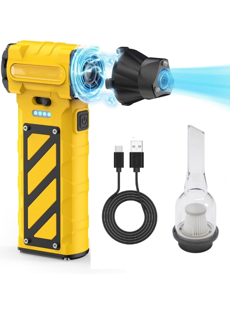DIGI CORE Compressed Air Duster, 110000RPM Turbo Violent Fan Jet Blower Stepless Electric Cordless Car Dryer Air Blower Emergency Cutter & Hammer, Mini Blower For Leaf, Dust, PC, & Car F015-1 Vacuum Cleaner Portable Blower Yellow - Image 1