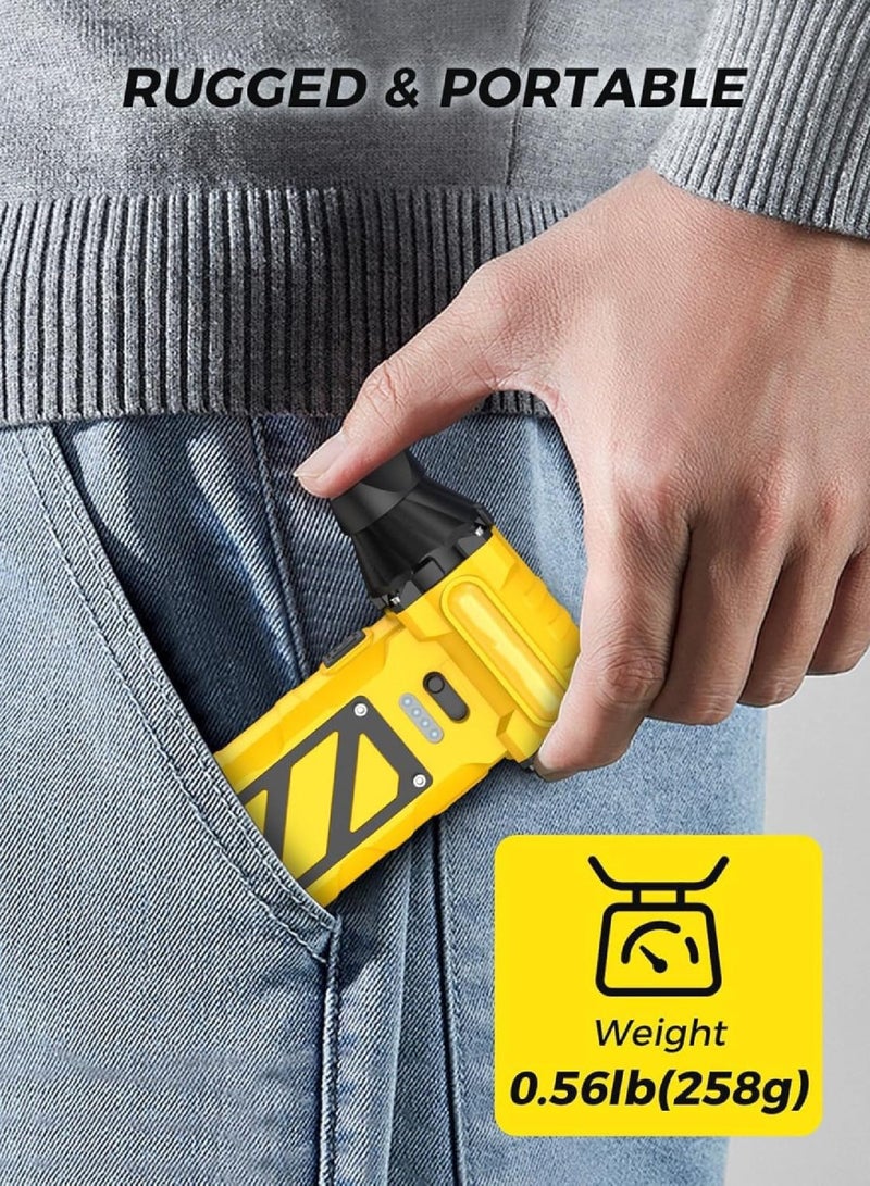 DIGI CORE Compressed Air Duster, 110000RPM Turbo Violent Fan Jet Blower Stepless Electric Cordless Car Dryer Air Blower Emergency Cutter & Hammer, Mini Blower For Leaf, Dust, PC, & Car F015-1 Vacuum Cleaner Portable Blower Yellow - Image 5