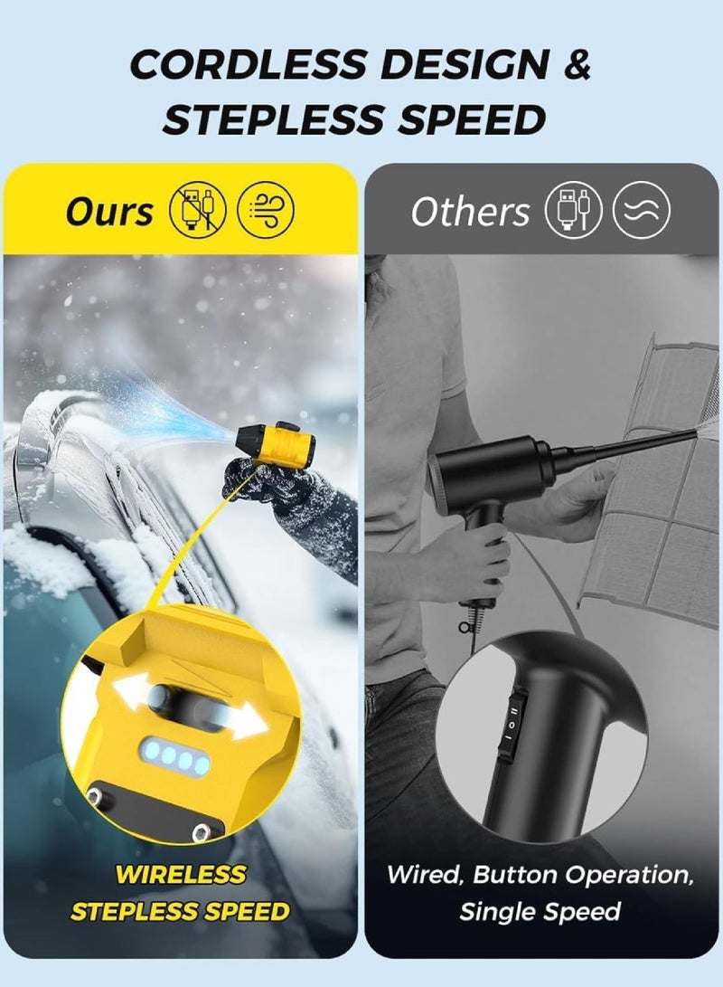 DIGI CORE Compressed Air Duster, 110000RPM Turbo Violent Fan Jet Blower Stepless Electric Cordless Car Dryer Air Blower Emergency Cutter & Hammer, Mini Blower For Leaf, Dust, PC, & Car F015-1 Vacuum Cleaner Portable Blower Yellow - Image 3