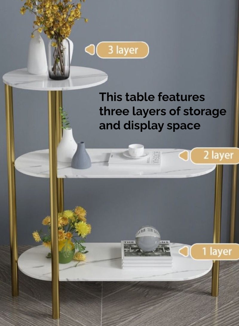 Generic 3 layer Sofa Side Italian Light Luxury Bedside Simple Modern Home Furniture Living Room Nordic Style Coffee Table with Marble Small Round desk  - Image 3