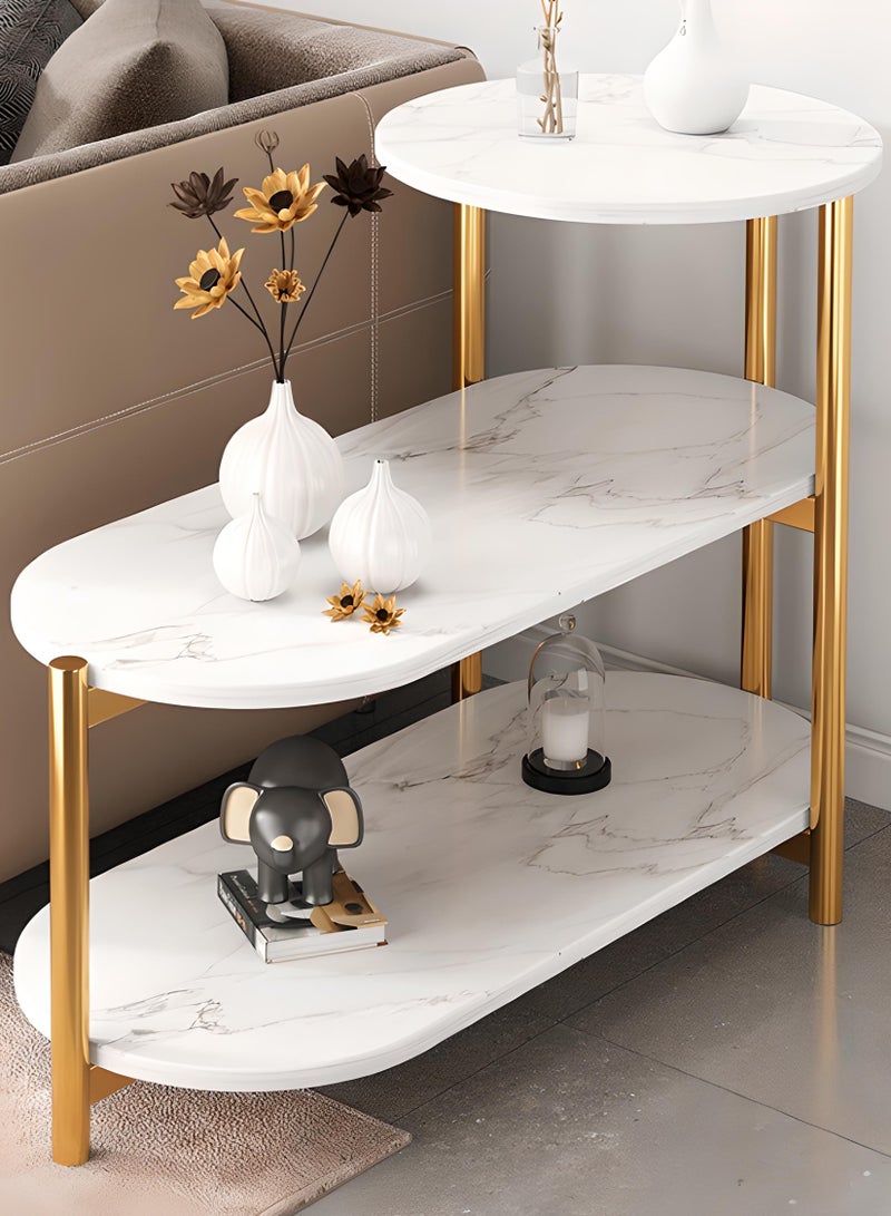 Generic 3 layer Sofa Side Italian Light Luxury Bedside Simple Modern Home Furniture Living Room Nordic Style Coffee Table with Marble Small Round desk  - Image 1