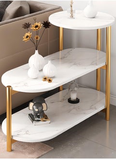 Toshonics 3 layer Sofa Side Italian Light Luxury Bedside Simple Modern Home Furniture Living Room Nordic Style Coffee Table with Marble Small Round desk  - Image 1