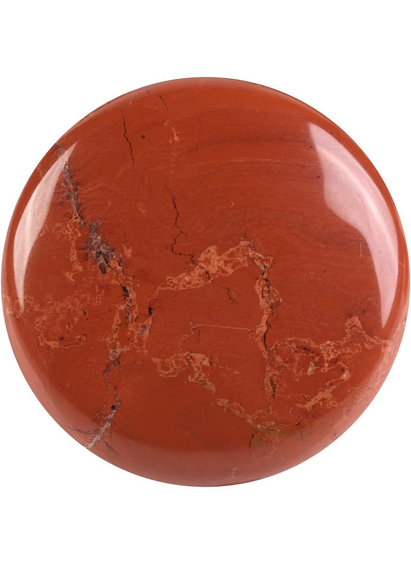 mookaitedecor mookaitedecor Red Jasper Pocket Palm Stone, Polished Round Shaped Energy Stones for Massage Therapy Healing Meditation Home Decor 