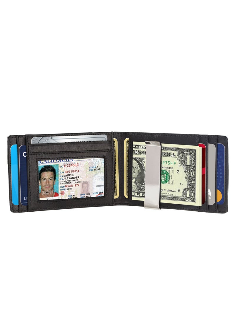 SKENZBI Slim Wallets for Men with Money Clip RFID Blocking Bifold Croco Black - Image 2