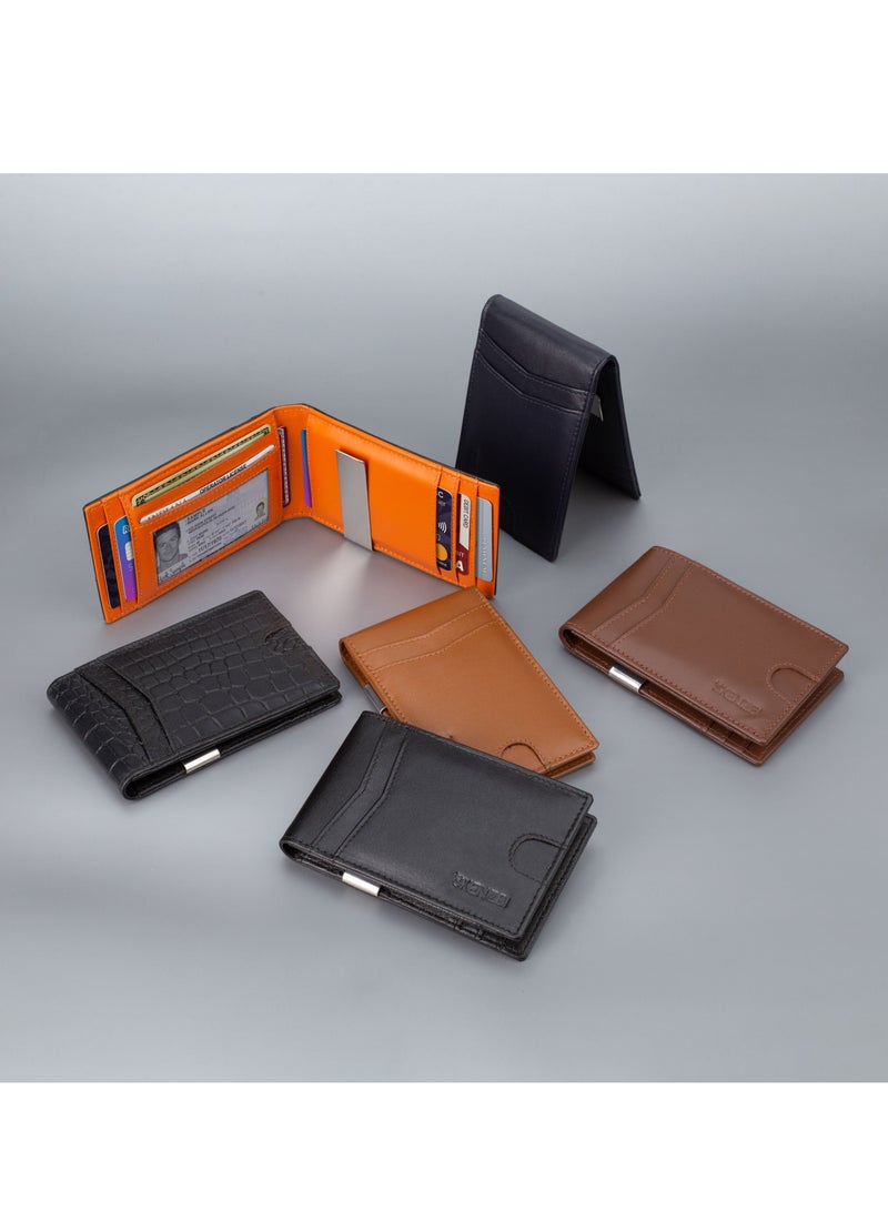 SKENZBI Slim Wallets for Men with Money Clip RFID Blocking Bifold Croco Black - Image 5