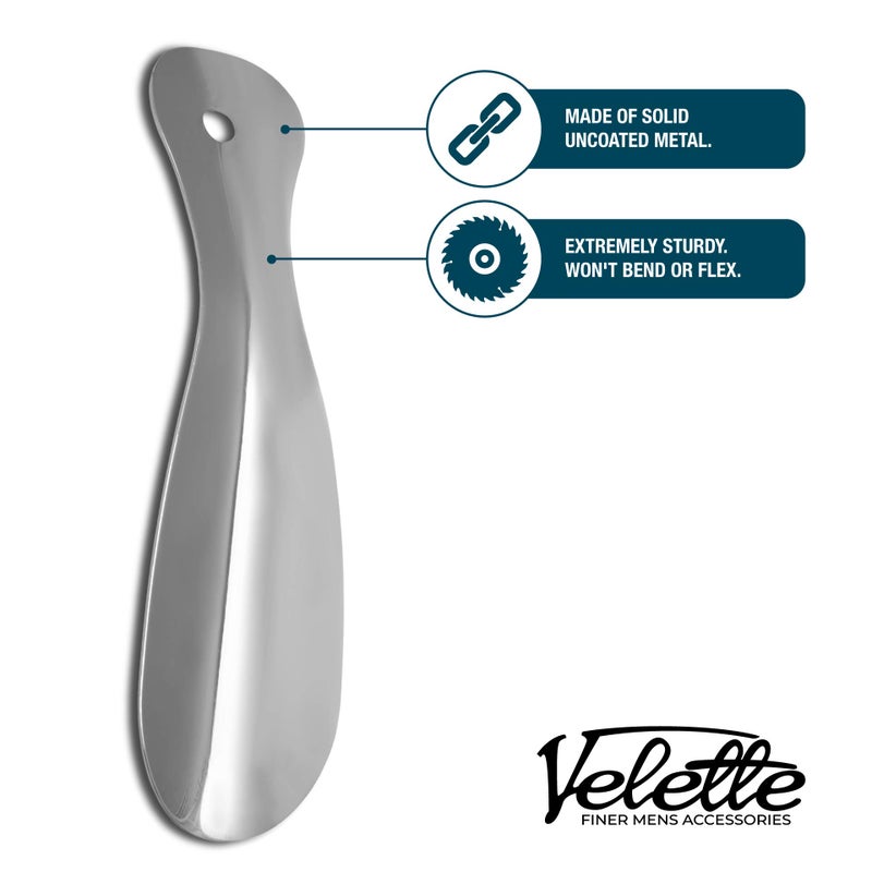 Velette Shoe Horn Metal, 3 Pack, 2-7.5” Long Shoe Horn & 1-4” Travel Shoe Horn, Shoe Helper, Shoe Horns for Seniors, Metal Shoe Horn For Kids or Adults - Image 3