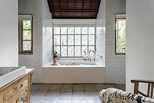 VSUDO Static Cling Decorative Window Privacy Film – Frosted Privacy Window Film with Jasmine Floral & Stained Glass Design, Adhesive-Free Tint for Home, Bathroom & Office (11.8" x 78.7") - Image 5