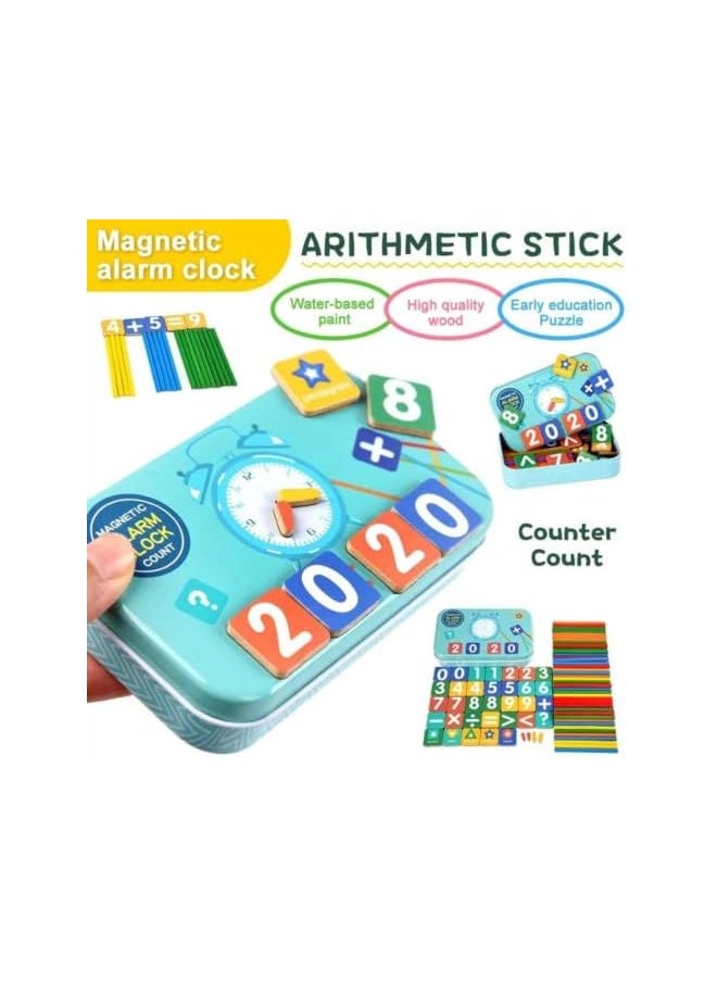 vesus - Time Telling Learning Toy 50Pcs Wooden Counting Sticks 35 Magnets Preschool Educational Puzzles,Sorting,Creative Games,Math’s Number Children's Activity Gift Toybox - Image 1