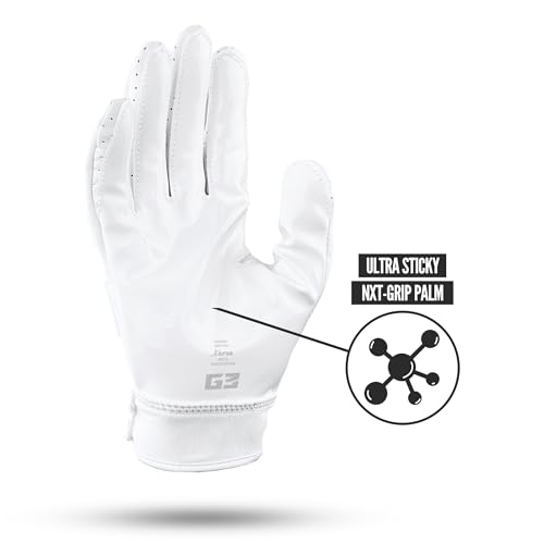 NXT NXTRND Nxtrnd G3 Pro Padded Football Gloves Sticky Padded Receiver Lineman Gloves White XXLarge - Image 3