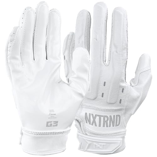 NXT NXTRND Nxtrnd G3 Pro Padded Football Gloves Sticky Padded Receiver Lineman Gloves White XXLarge - Image 1