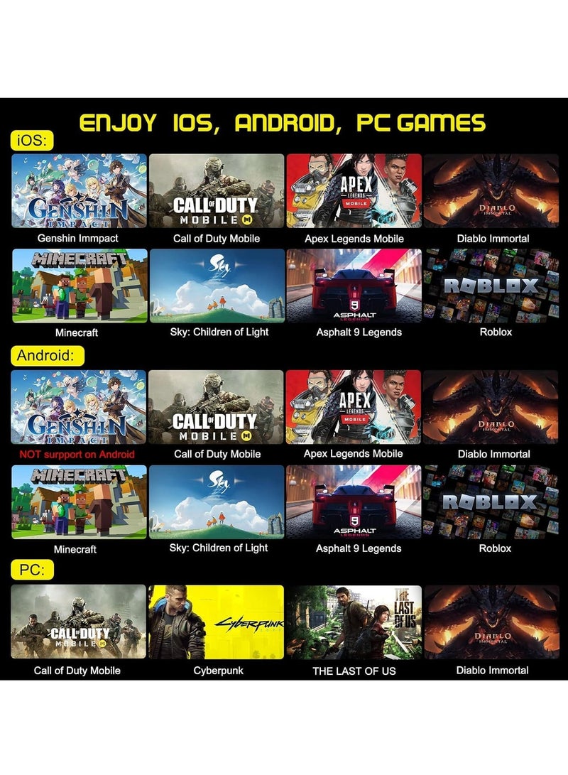 Mobile Gaming Controller for iOS, for Android, for iPad, Tablet, PC, Phone Wireless Controller for iPhone 14 13, for galaxy S22 21, Android Phones, for COD Mobile, for Genshin Impact, for Cloud Gaming - Image 4