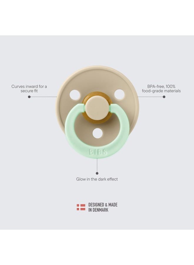 BIBS Pacifiers Colour Collection | Natural Rubber Baby Pacifier | Set of 2 BPA-Free Soothers | Made in Denmark | 18+ Months (Pack of 2) | Sage Night/Cloud Night - Image 4