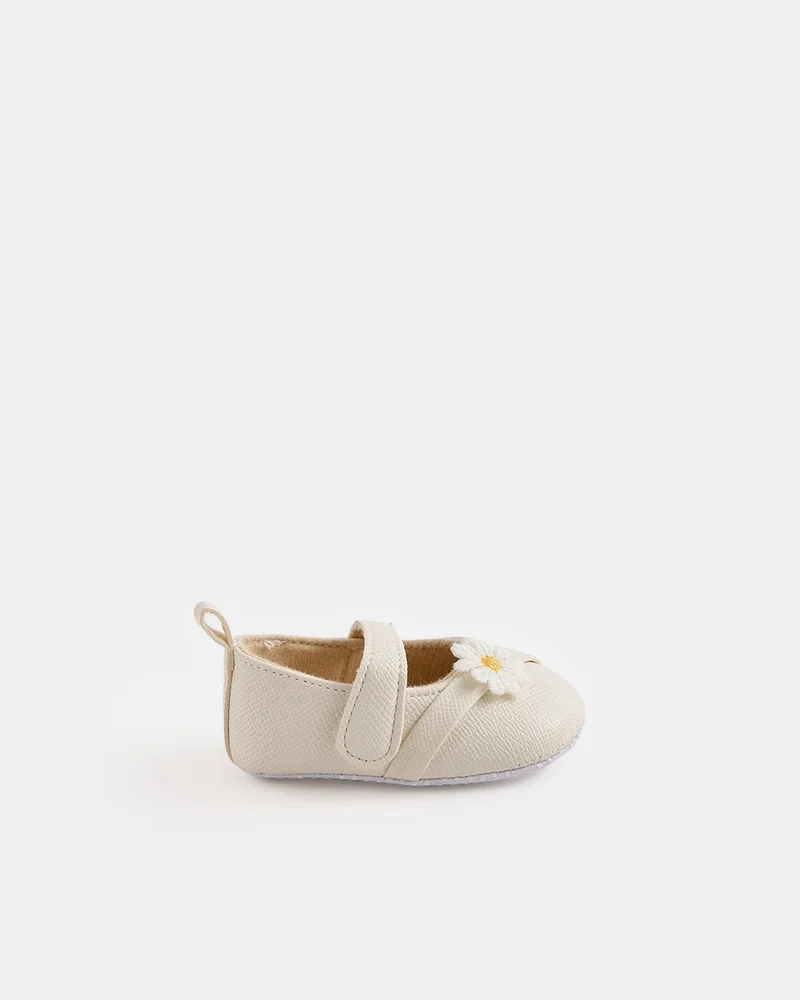 Redtag Baby Girls White Floral Pram Shoes