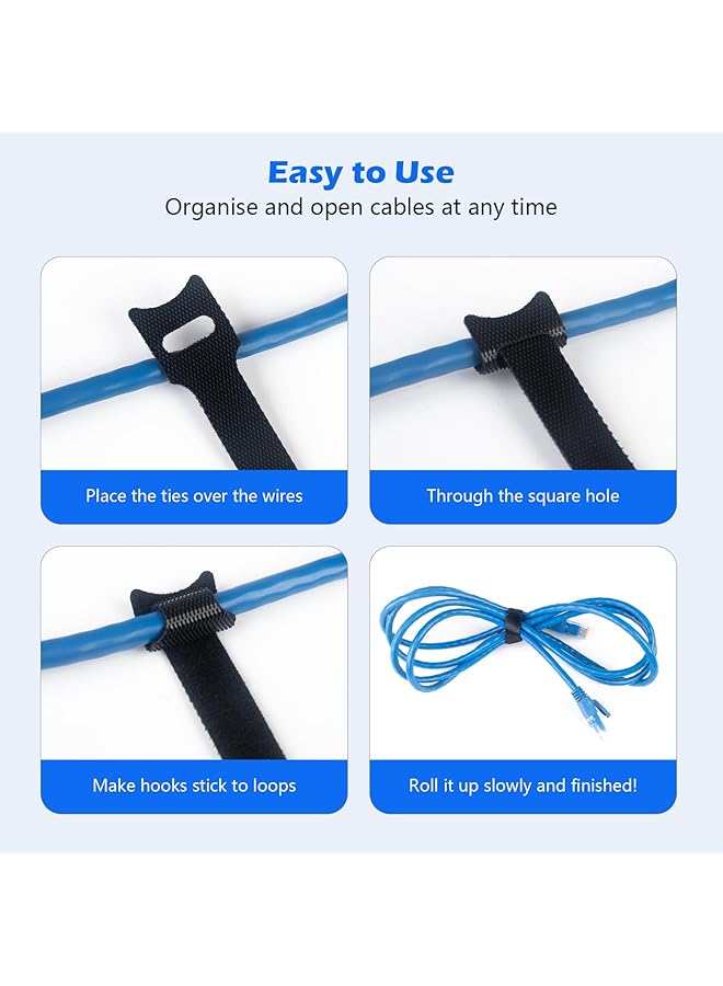 erorex 100Pcs 8 Inch Reusable Cable Ties Black Adjustable Cable Straps Cable Tie Management Cable Tidy For Desktop Charging Cables Home And Office - Image 5