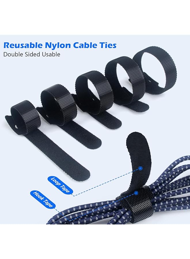 erorex 100Pcs 8 Inch Reusable Cable Ties Black Adjustable Cable Straps Cable Tie Management Cable Tidy For Desktop Charging Cables Home And Office - Image 4