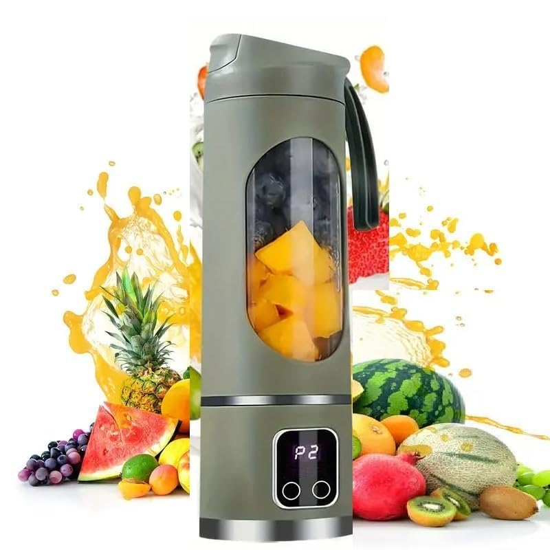 COOL KNIGHT PortableBlender Electric Juicers Fruit Mixers USB Rechargeable Smoothie Mini Blender Personal Juicer 10 Blades 3 Gears With 1300 Mah Rechargeable Battery-Smoothie Juicer (GREEN) - Image 1