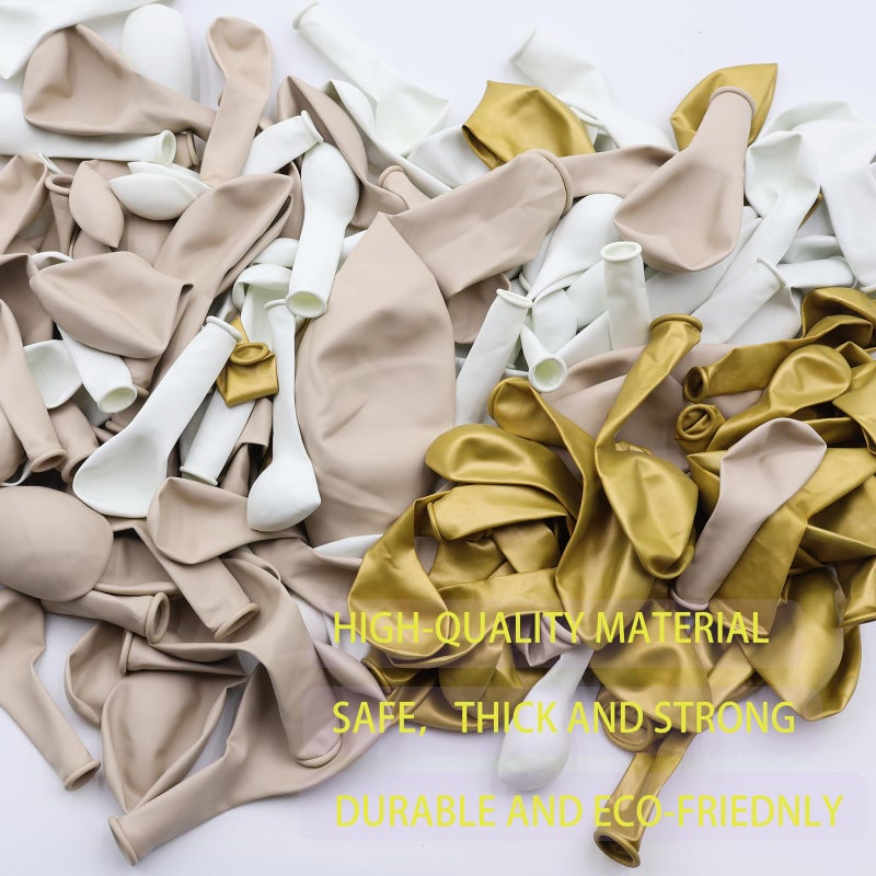 Vztipki White Sand Gold Balloons Garland Arch Kit 156Pcs White Nude Balloons With Metallic Chrome Gold Latex Balloons For Boho Wedding Baby Shower Bridal Shower Birthday Engagement Party Decorations - Image 3