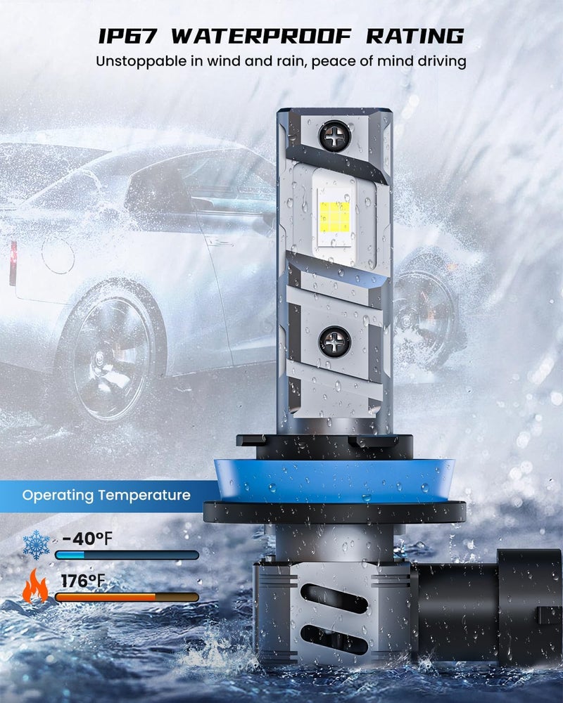 FRANXI H11B Bulbs, 60W Super Bright Fog Lights, 6000K Cool White, 1:1 Design with Cooling Fan, Plug and Play, Pack of 2 - Image 5