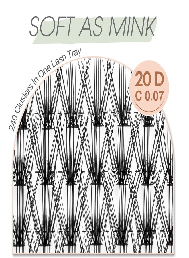 WONSIS 20D Lash Clusters, Individual Lashes, 240 Pcs 20D Individual Lash Extensions, Volume Soft Lightweight Reusable DIY Eyelash Extensions, Thickness 0.07mm C Curl False Eyelashes 12/13/14/15/16mm - Image 3