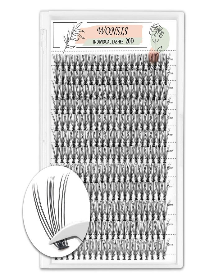 WONSIS 20D Lash Clusters, Individual Lashes, 240 Pcs 20D Individual Lash Extensions, Volume Soft Lightweight Reusable DIY Eyelash Extensions, Thickness 0.07mm C Curl False Eyelashes 12/13/14/15/16mm - Image 1