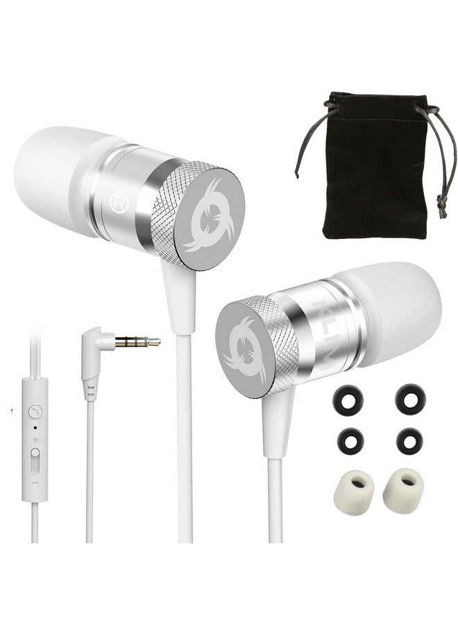 KLIM - KLIM Fusion Earphones with Microphone - More Than 700 000 Units Sold - New - Long-Lasting Wired Earphones - in-Ear with Memory Foam - Earphones with Mic - 3.5mm Jack - White - Image 1
