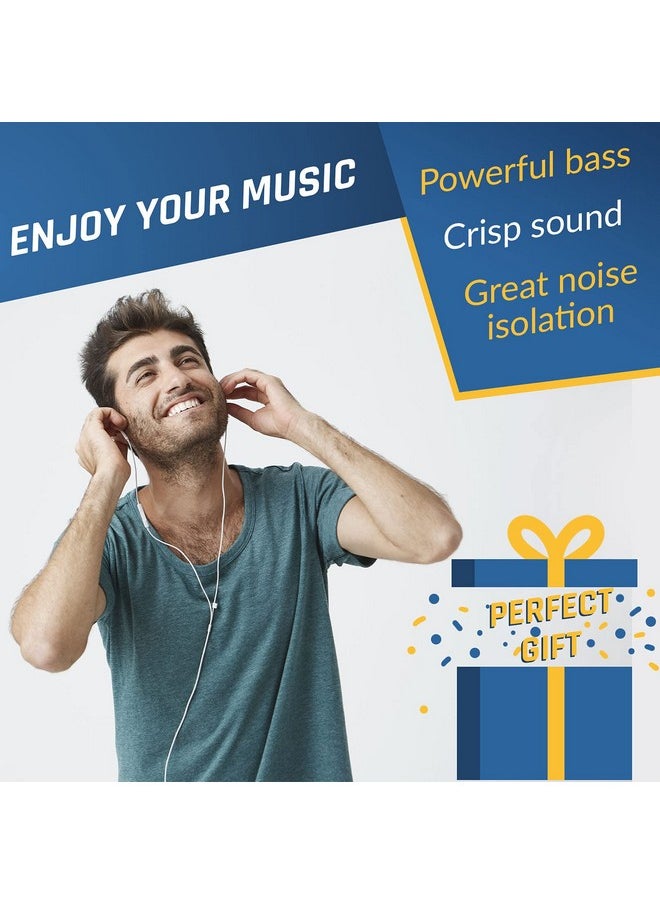 KLIM - KLIM Fusion Earphones with Microphone - More Than 700 000 Units Sold - New - Long-Lasting Wired Earphones - in-Ear with Memory Foam - Earphones with Mic - 3.5mm Jack - White - Image 1