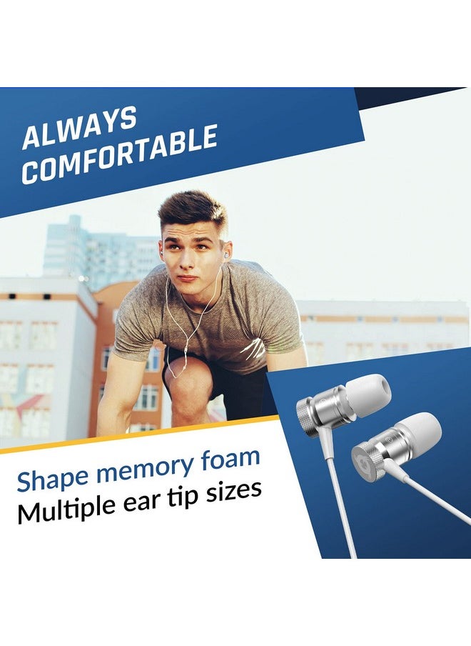 KLIM - KLIM Fusion Earphones with Microphone - More Than 700 000 Units Sold - New - Long-Lasting Wired Earphones - in-Ear with Memory Foam - Earphones with Mic - 3.5mm Jack - White - Image 1