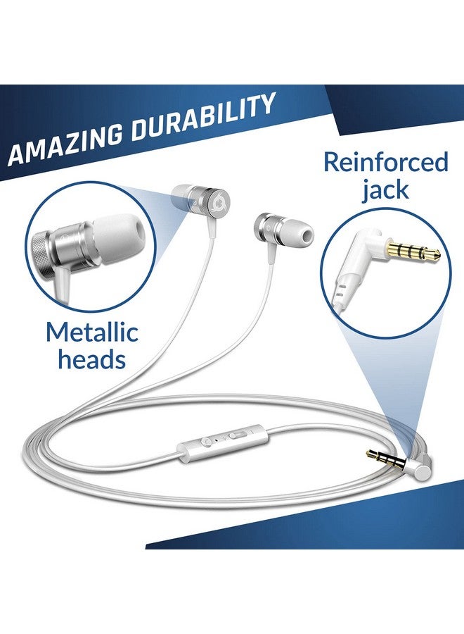 KLIM - KLIM Fusion Earphones with Microphone - More Than 700 000 Units Sold - New - Long-Lasting Wired Earphones - in-Ear with Memory Foam - Earphones with Mic - 3.5mm Jack - White - Image 1