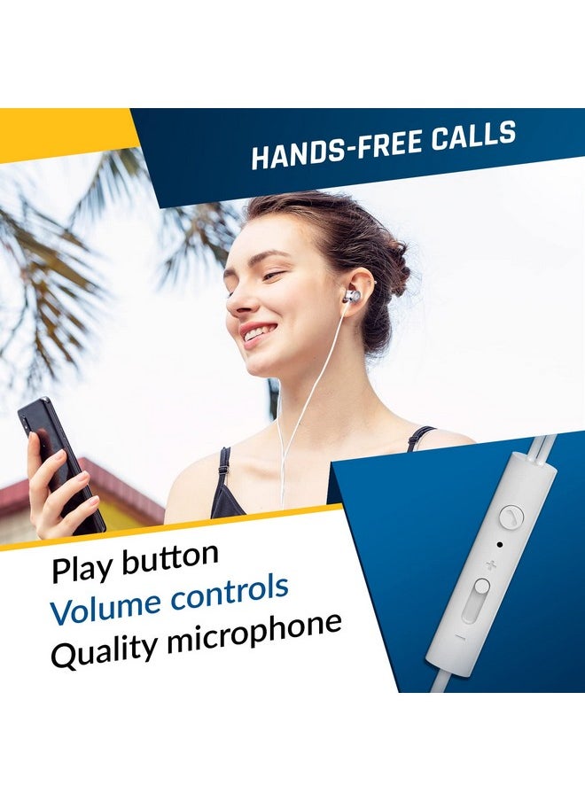 KLIM - KLIM Fusion Earphones with Microphone - More Than 700 000 Units Sold - New - Long-Lasting Wired Earphones - in-Ear with Memory Foam - Earphones with Mic - 3.5mm Jack - White - Image 1