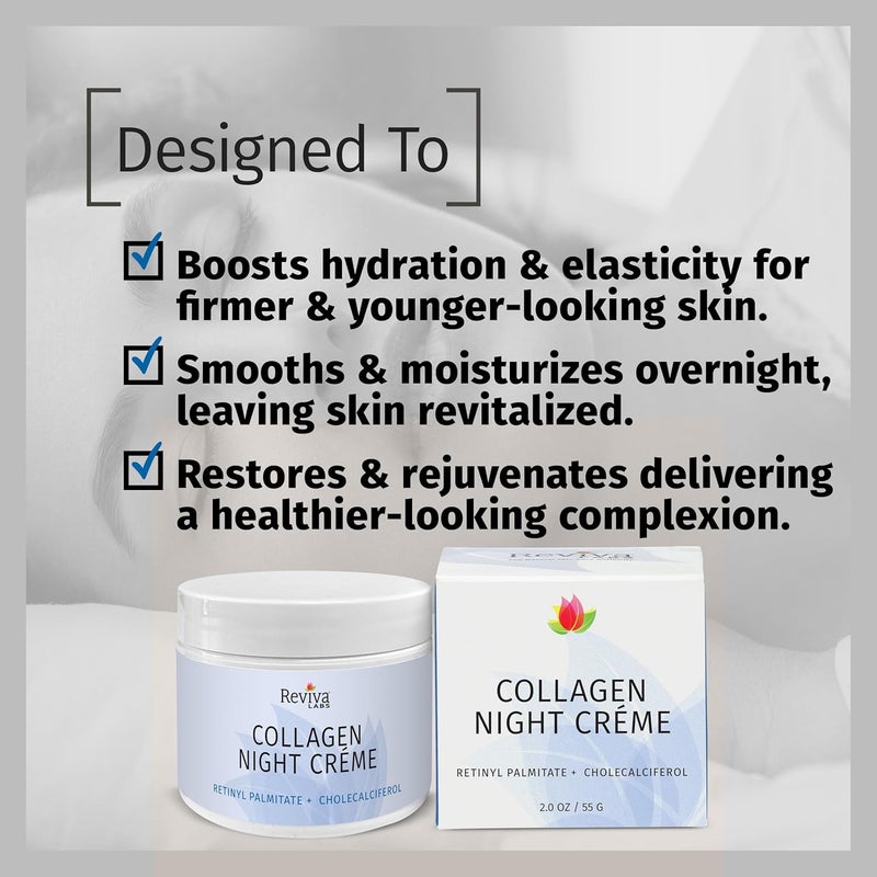 Reviva Labs Collagen Night Crème with Retinyl Palmitate and Cholecalciferol - 2.0 oz (55 g) - Image 4
