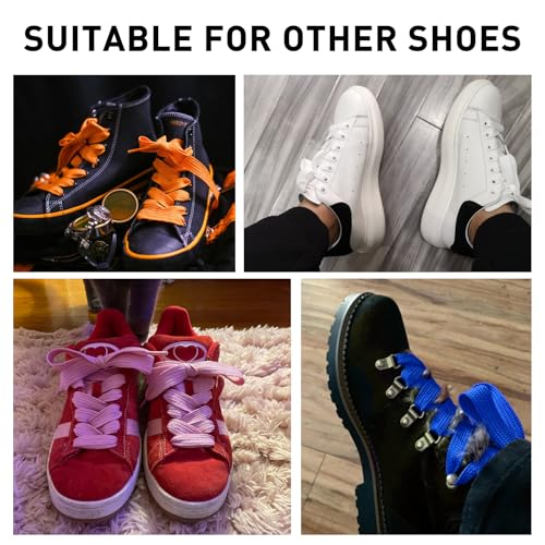 UamGlsob 3/4''(2cm) Fat Flat Shoe Laces, 36''-63'' Length Flat Thick Wide Shoelaces, Replacement Laces for Campus Skate Shoes Sneakers (Grey, 54"/140cm) - Image 5
