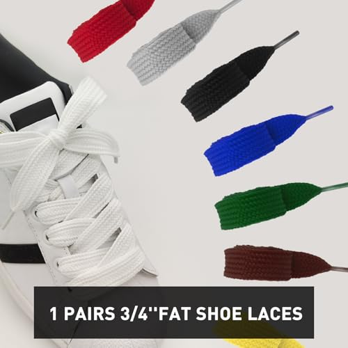 UamGlsob 3/4''(2cm) Fat Flat Shoe Laces, 36''-63'' Length Flat Thick Wide Shoelaces, Replacement Laces for Campus Skate Shoes Sneakers (Grey, 54"/140cm) - Image 2