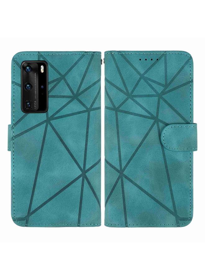 زبون جراب هاتف Huawei P40 Pro مصنوع من الجلد بخطوط هندسية - Image 2