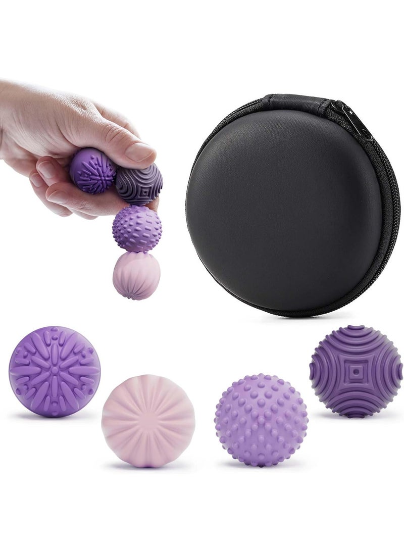 HALAMODO 4-Piece Silicone Magnetic Ball Stress Relief Toys For Adults And Teenagers, Sensory Toys For Autism ADHD Anxiety Relief, Fun Textured Fidget Gadgets, Desk Toys, Gifts For Women Men Teens, Purple - Image 1
