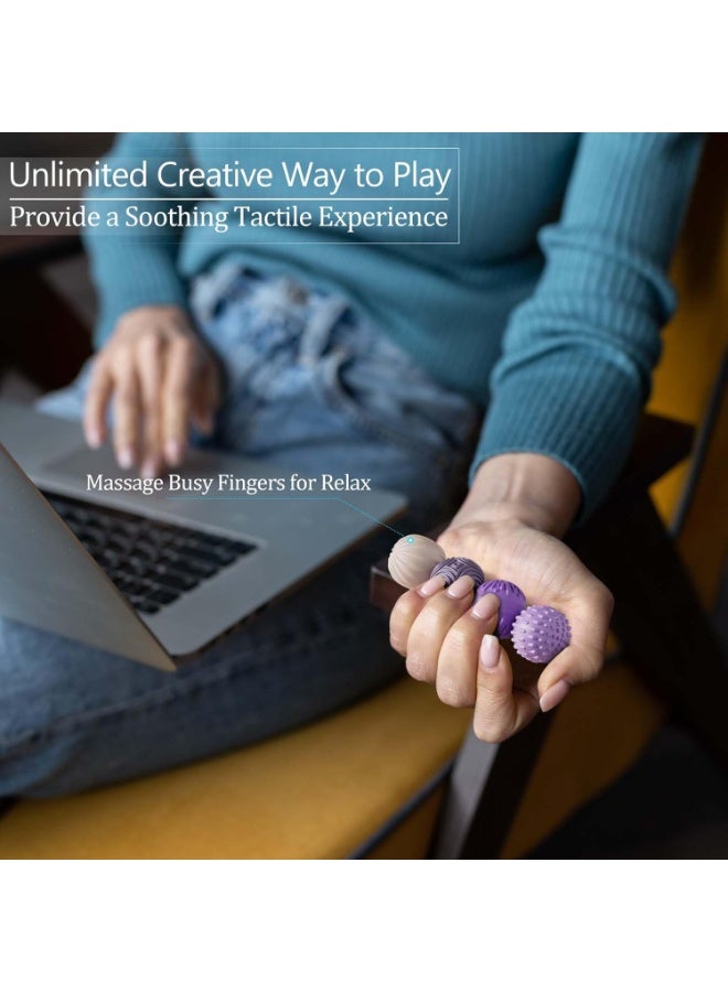 HALAMODO 4-Piece Silicone Magnetic Ball Stress Relief Toys For Adults And Teenagers, Sensory Toys For Autism ADHD Anxiety Relief, Fun Textured Fidget Gadgets, Desk Toys, Gifts For Women Men Teens, Purple - Image 3