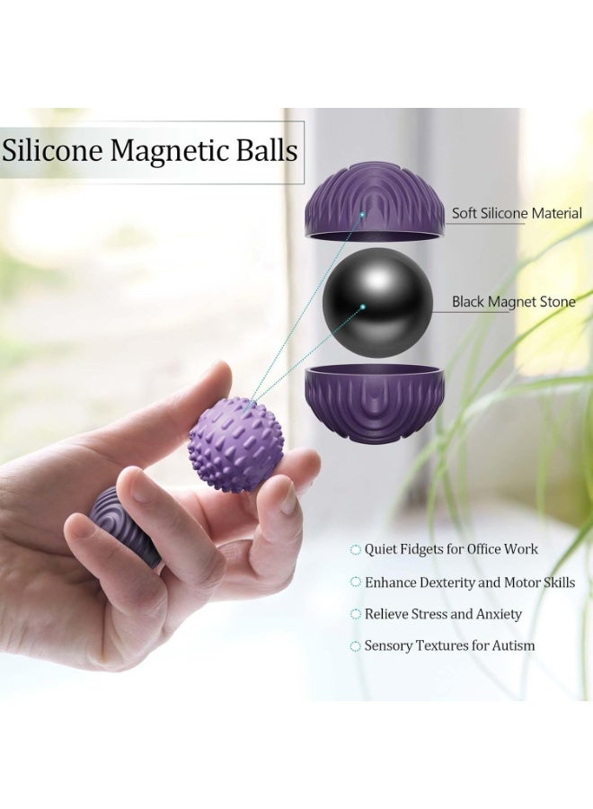 HALAMODO 4-Piece Silicone Magnetic Ball Stress Relief Toys For Adults And Teenagers, Sensory Toys For Autism ADHD Anxiety Relief, Fun Textured Fidget Gadgets, Desk Toys, Gifts For Women Men Teens, Purple - Image 2