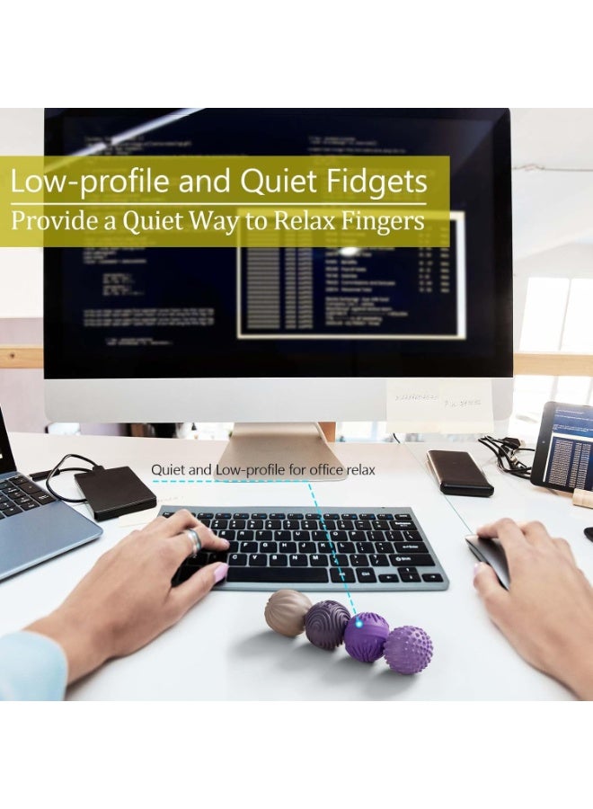 HALAMODO 4-Piece Silicone Magnetic Ball Stress Relief Toys For Adults And Teenagers, Sensory Toys For Autism ADHD Anxiety Relief, Fun Textured Fidget Gadgets, Desk Toys, Gifts For Women Men Teens, Purple - Image 5