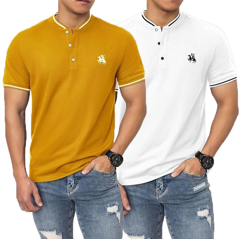 Lymio Polo T Shirt for Men || Men Casual T-Shirt || Polo Available in Combo Pack of 2 (POLO-06-08-Mustered-White-M) - Image 5